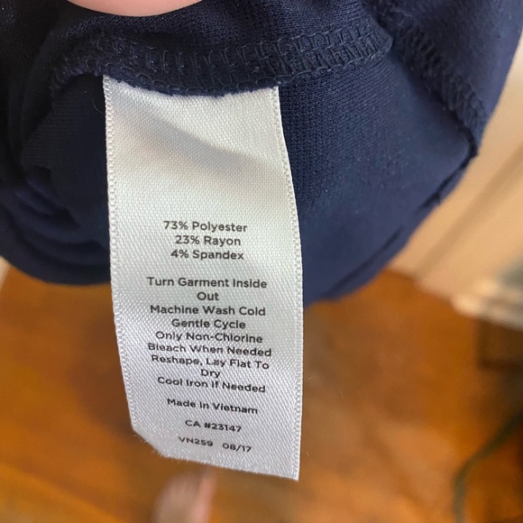 Talbots 2x Navy Blue dress with 3/4 sleeves and cute tied cuffs - Picture 3 of 9